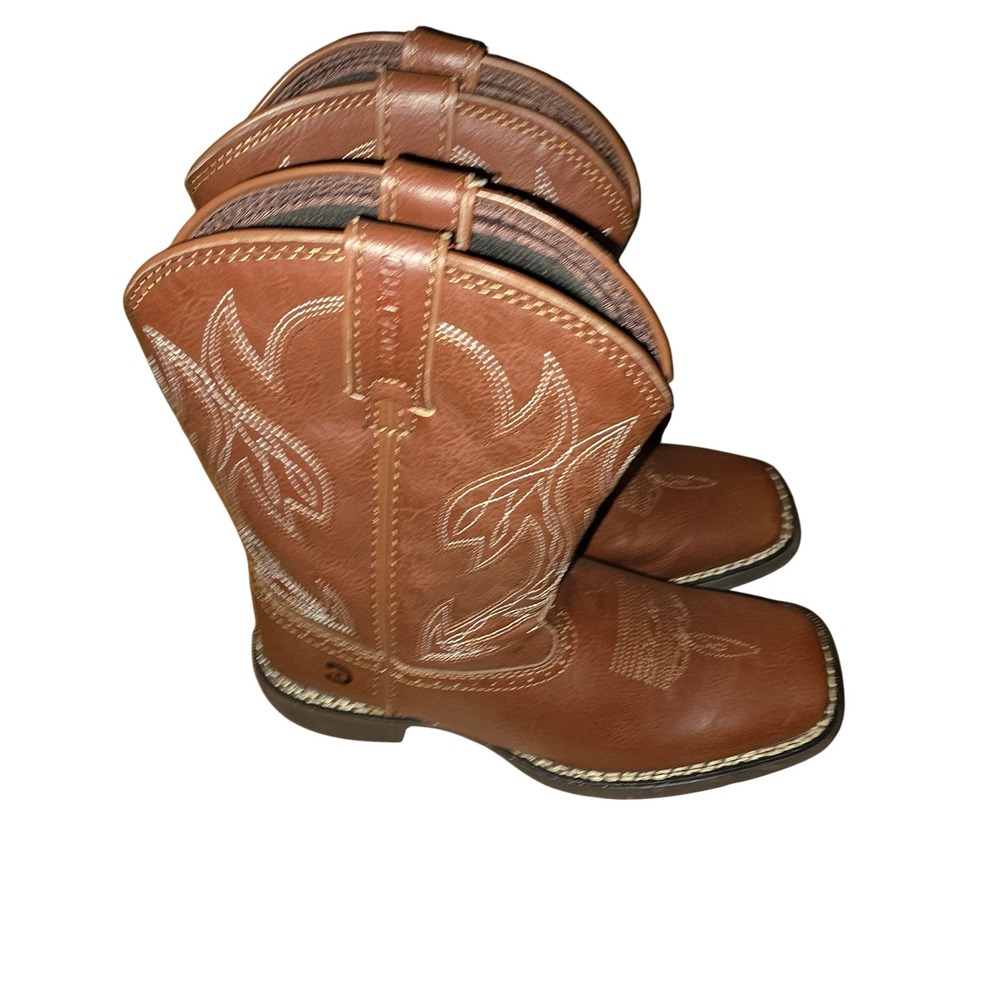 Durango Kids Lil Rodeo Western Cowboy Boots‎ Brown Square Toe DBT0223TS Size 2M